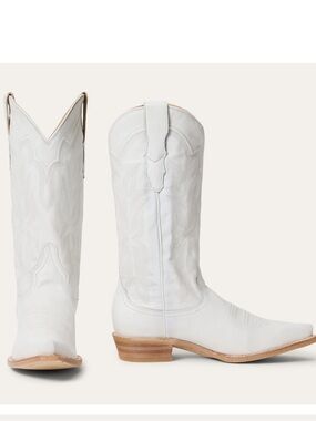 Stetson White Leather Cowboy Boots